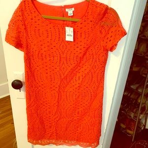 NWT JCrew Coral lace dress w scalloped hem